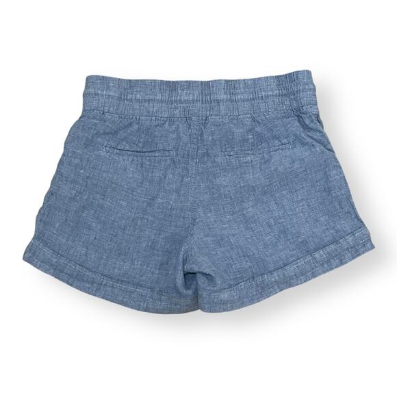 Athleta Womens Size 6 Cabo Linen 4" Shorts Chambray Blue Casual Beach Pockets - Picture 7 of 10